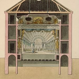 Cross section of theatre stage, by Claude-Louis Chatelet, watercolor, 1781