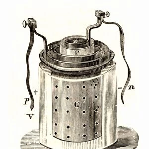 Daniell cell (1836) a wet storage battery invented by the English chemist John Frederic Daniell