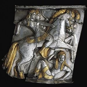 Decorative plate in silver. From Castel San Mariano, Corciano (Perugia Province), 540-520 b. c