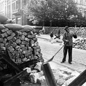 Defence barricades in the street of odessa, 1941