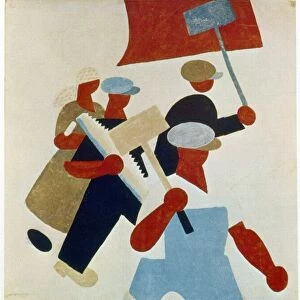 The Demonstration. Workers march. Poster. Soviet Russia, 1920