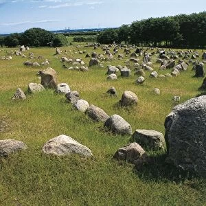 Denmark, Jutland, Norresundby, Triangular Viking burial dating back to Iron Age