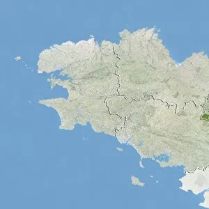 Departement of Ille-et-Vilaine, France, Satellite Image With Bump Effect