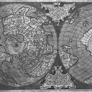 Double cordiform world map by Antonio Salamanca, copperplate, printed in Roma 1550