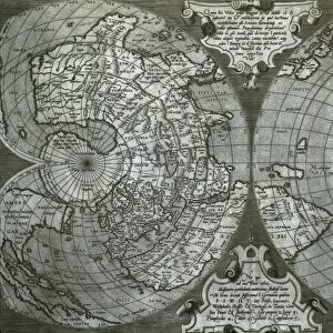 Double cordiform world map by Antonio Salamanca, copperplate, printed in Roma, 1550