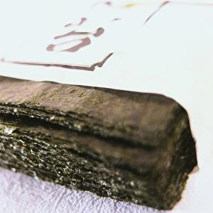 Dried seaweed sheets (nori), close-up