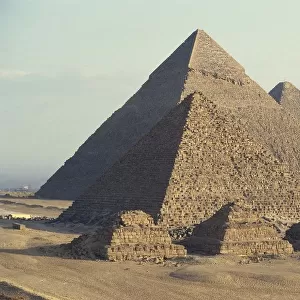 Egypt, Giza Governorate, Giza, Khufu, Khafre and Menkaure pyramids