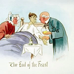The End of the Feast : Boy in bed shows furred tongue to doctor who feels pulse