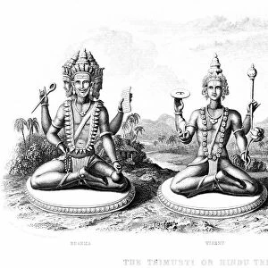 Engraving of Brahma, Vishnu and Shiva
