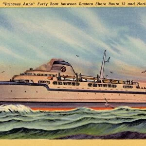Ferry Boat Princess Anne. ca. 1936, Near Norfolk, Virginia, USA, NK-28-S. S. Princess Anne Ferry Boat between Eastern Shore Route 13 and Norfolk, Va