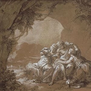 France, drawing of Loth and his daughters