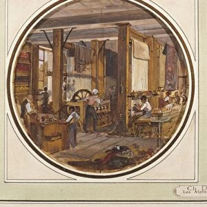 France, The gobelins tapestry manufactory by Charles Develly (1783-1849), watercolor, 1840