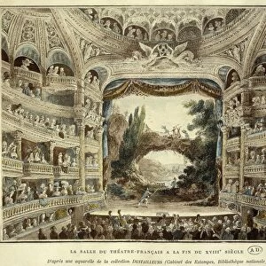 France, The hall of the Theatre Francais in Paris by Meunier, engraving after a watercolor