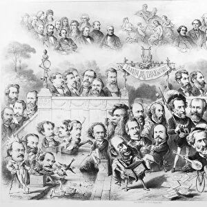 France, Jardin de l Harmonie, caricature of composers, 19th century