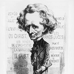 France, Paris, Caricature of composer Hector Berlioz (1803 - 1869)