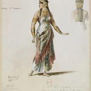France, Paris, Costume sketch for Aida by Giuseppe Verdi for the performance at Paris, Salle Garnier