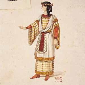 France, Paris, Costume sketch for chorus singer in Aida by Giuseppe Verdi for Premiere at Khedivial Opera House in Cairo