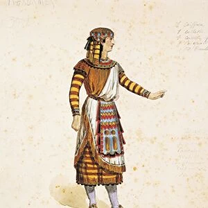 France, Paris, Costume sketch for Radames in Aida by Giuseppe Verdi for Premiere at Khedivial Opera House in Cairo
