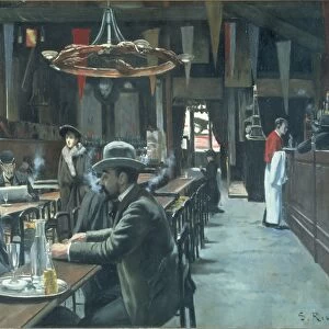 France, Paris, interior of Cafe in Montmartre by Santiago Rusinol