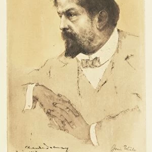 France, Paris, Portrait of Claude Achille Debussy (Saint-Germain-en-Laye, 1862 - Parigi, 1918), French composer and pianist, drawing by Ivan Thiele, June 1910