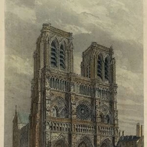 France, Paris, View of the Cathedral of Notre-Dame, engraving