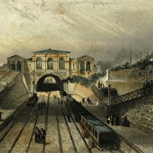 France, Paris, View of the Gare Saint Germain, engraving