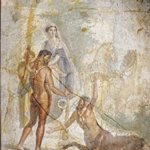 Fresco depicting Hercules, Deianira and Hyllus crossing river Evenus from Pompei, Italy, 1st century A. D