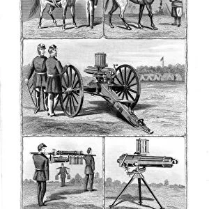 Gatling rapid fire gun (1861-1862): various models. From The Science Record New York, 1862