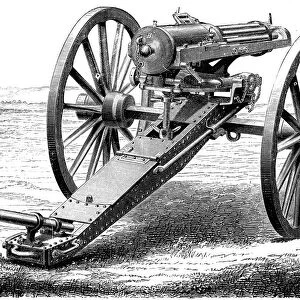 Gatling rapid fire gun (1861-62): Various models. From The Science Record New York, 1762