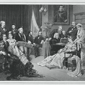 Germany, Richard Wagner (1813-1883) with his friends in Bayreuth, vintage photograph