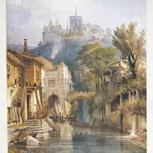 Germany, view of city of Meissen, by M. Del Dan, Watercolor