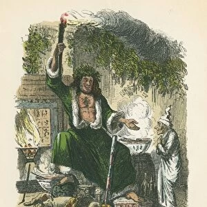The Ghost of Christmas Present appearing to Scrooge. Illustration by John Leech