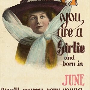 If You Are a Girlie and Born in June Postcard. ca. 1900, If You Are a Girlie and Born in June Postcard