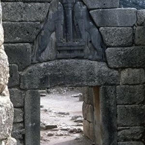 Greece, Mycenae, The Lion Gate at archaeological site