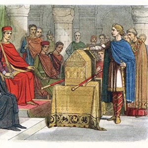 Harold II (c1020-1066) last Anglo-Saxon king of England (1066): Harold swearing an