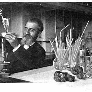 Henri Moissan (1852-1907) French chemist. Moissan recovering diamonds after dissolving