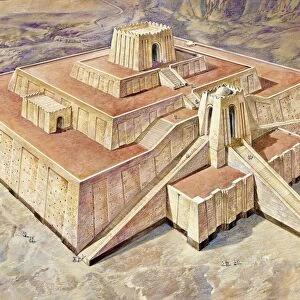 High angle view of a temple, Ziggurat, Agargouf, Iraq