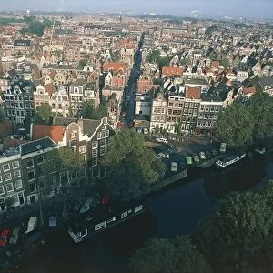 Holland, Amsterdam, Aerial view of Prinsengracht canal