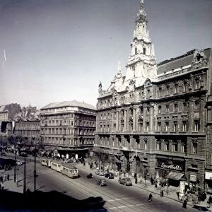 The hungarian publishing house (new york palace) in lenin circle, budapest, hungary in the 1950s