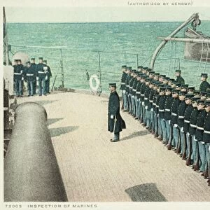 Inspection of Marines Postcard. ca. 1905-1939, Inspection of Marines Postcard