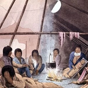 Interior of Cree Indian tent