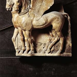 Italy, Lazio, Tarquinia, Sculpture representing winged horses