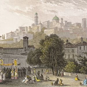 Italy, Lombardy, Bergamo, View of city