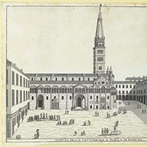 Italy, Modena, Duomo (Cathedral) and Grande Square, with Palazzo Comunale on right