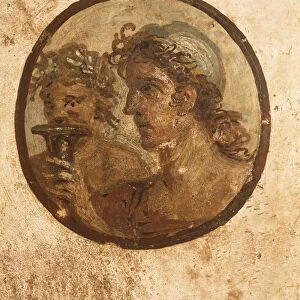 Italy, Naples Province, Campania Region, Pompei, House of Loreio Tiburtino, detail of fresco depicting athletes