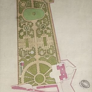 Italy, Parma, Plan of the Ducal Gardens during the Borbonic period