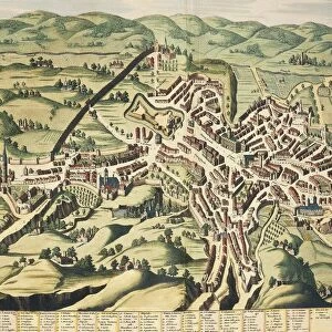 Italy, Perugia, Umbria, map, engraving from Theatrum Civitatum et Admirandorum Italiae by Joan Blaeu