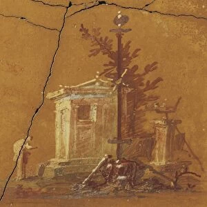 Italy, Rome, Fresco with small temple and prayer from Villa San Marco in Castellamare di Stabia