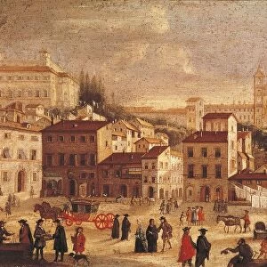 Italy, Rome, view of Piazza di Spagna in 1600 by unknown artist