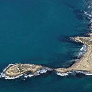 Italy, Sicily Region, Aerial view of the Isola delle Correnti (island)